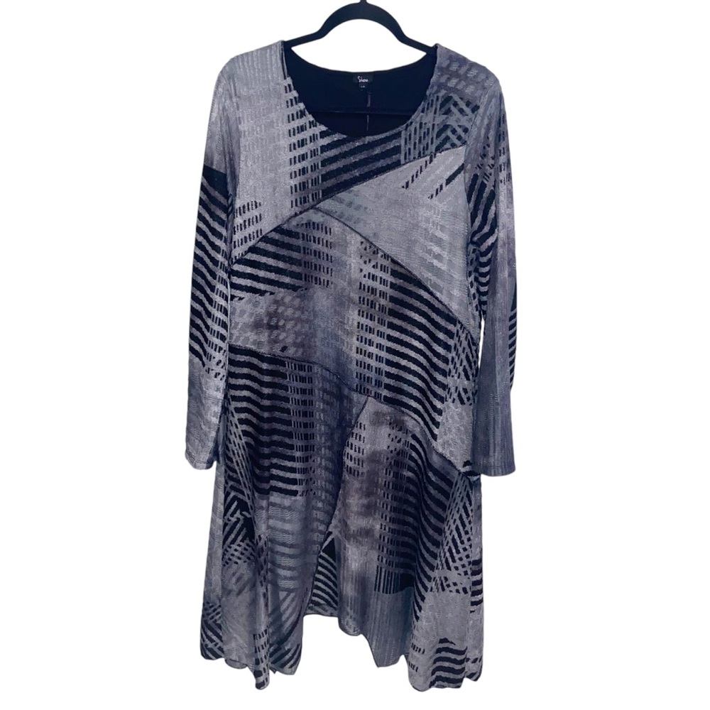 Shana Black Burnout Dress Womens Large Boho Artsy Lagenlook Wearable Art